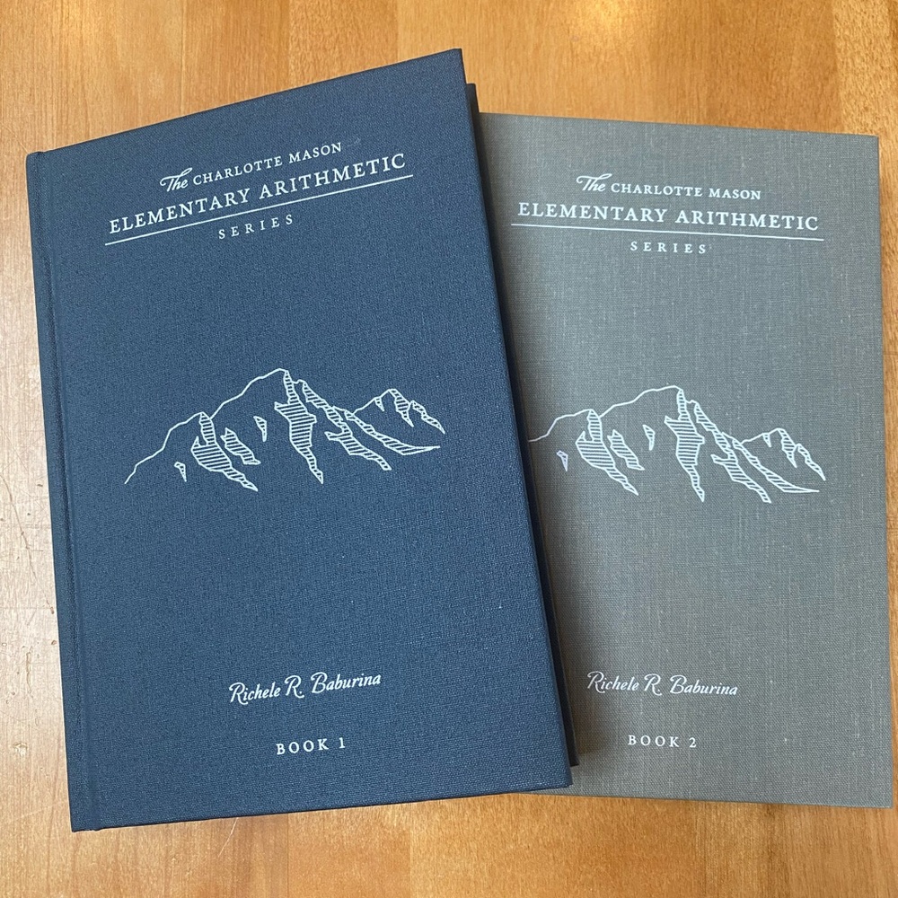 Beautiful Canvas-bound Simply Charlotte Mason Math Books 1 and 2